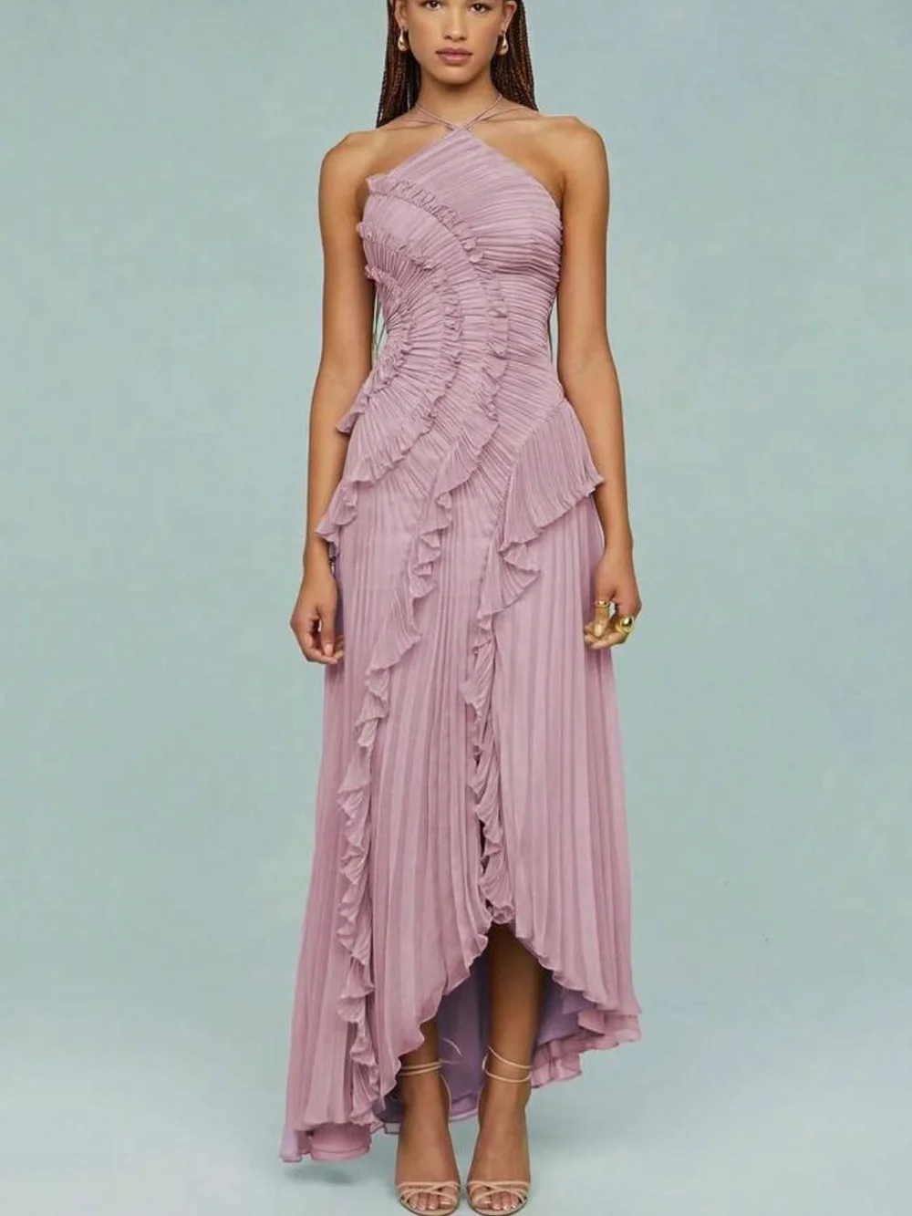 Halter neck ruffle maxi dress - Picture 2 of 7